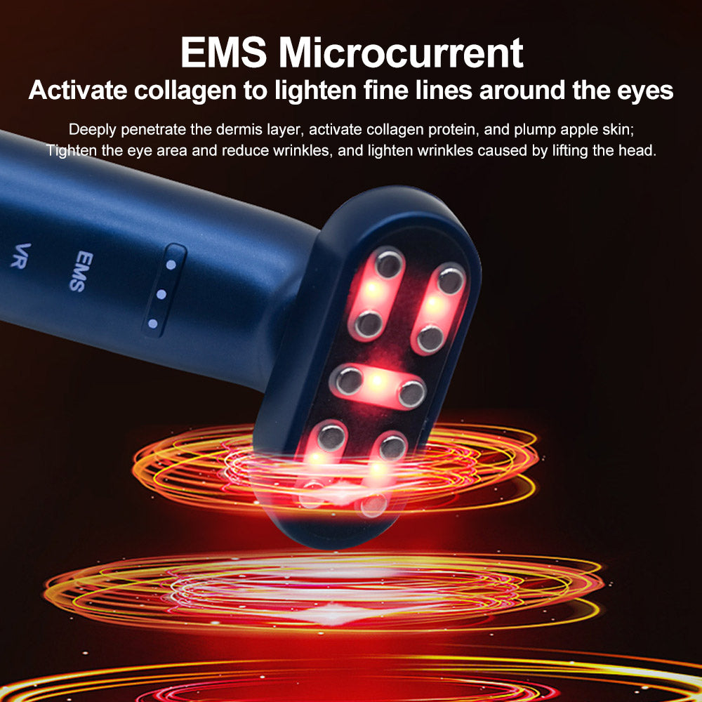 9-Color LED Light Therapy Microcurrent Facial Device - EMS & Vibration Beauty Wand with 180° Rotating Head for At-Home Skin Tightening & Anti-Aging